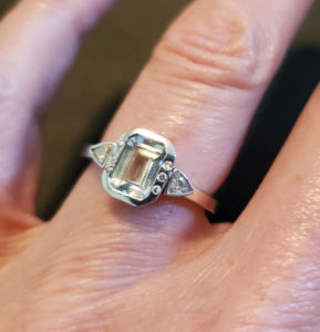 Aquamarine and Diamond Ring Repurposed Custom Jewelry