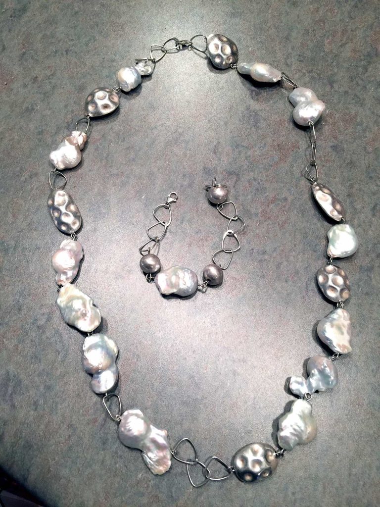 Baroque Pearl and Sterling Beads Chain with Bracelet to Use as an Extension East Towne Jewelers