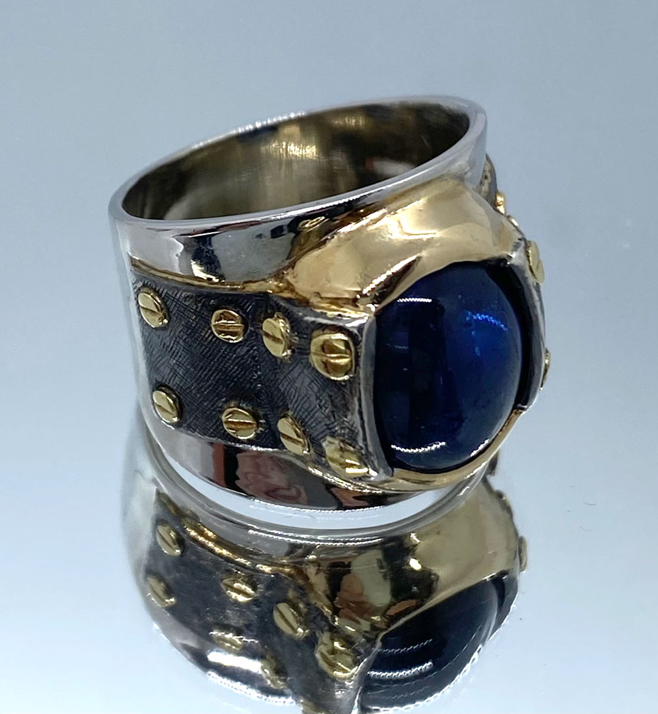 Blue Stone and Multi-Metal Ring