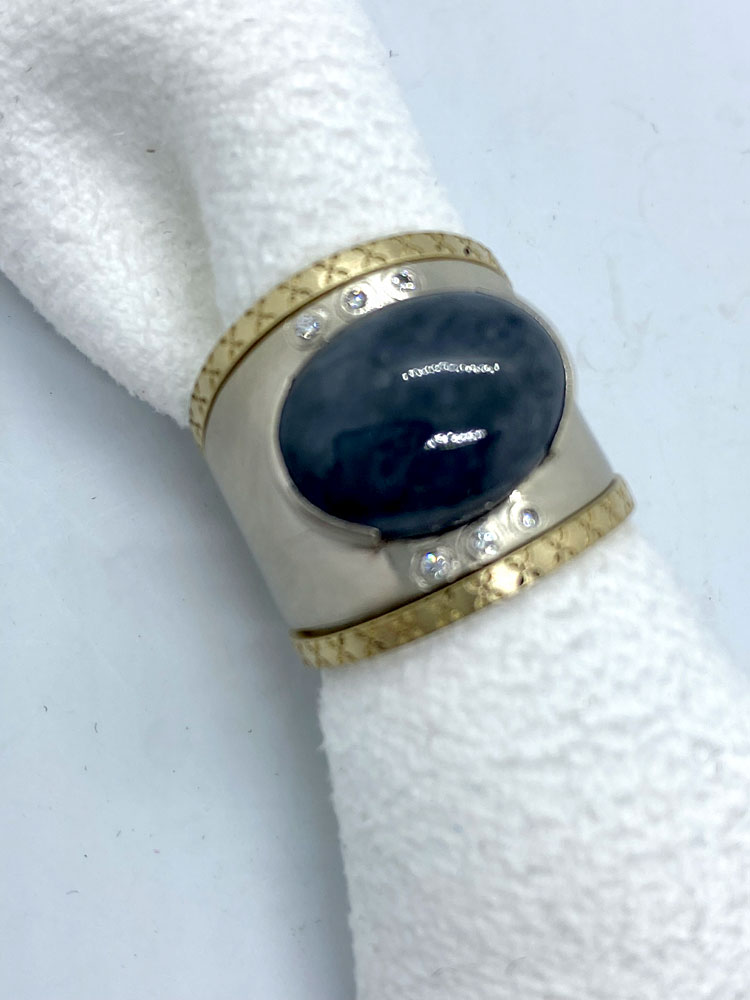 Cabochon Stone Two Tone Ring