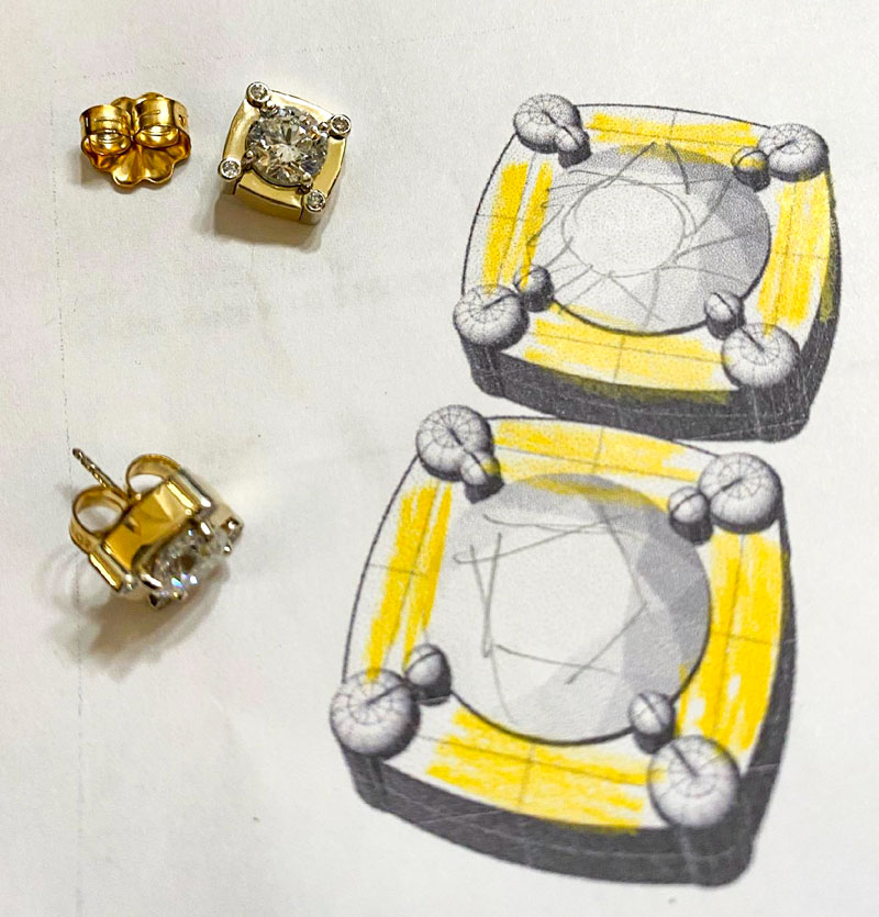Custom Designed Diamond and Gold Earrings
